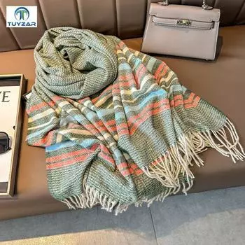 2024 Осень и зима Новый удлиненный кашемировый шарф универсальный женский теплый шарф для защиты шеи двухсторонний шарф шаль 200*70cm