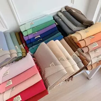 2024 Осень и зима Новый утолщенный и удлиненный кашемировый шарф универсальный женский теплый шарф для защиты шеи двухсторонний шарф шаль 200*65CM