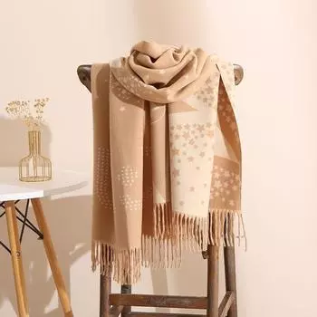 2024 Осень и зима Новый утолщенный и удлиненный кашемировый шарф универсальный женский теплый шарф для защиты шеи двухсторонний шарф шаль 200*65cm