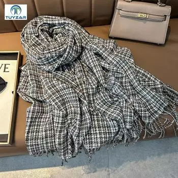 2024 Осень и зима Новый утолщенный и удлиненный кашемировый шарф универсальный женский теплый шарф для защиты шеи двухсторонний шарф шаль 200*70cm