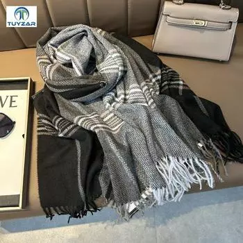 2024 Осень и зима Новый утолщенный и удлиненный кашемировый шарф универсальный женский теплый шарф для защиты шеи двухсторонний шарф шаль 200*70cm