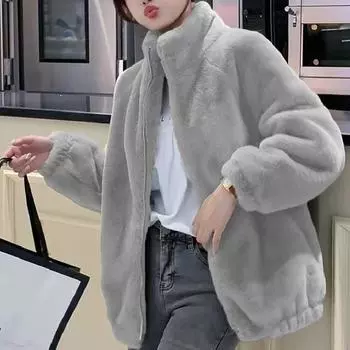 2024 Осень и зима Новый утолщенный кардиган на молнии Толстовка для отдыха на открытом воздухе Свободная повседневная куртка 4XL светло-серый