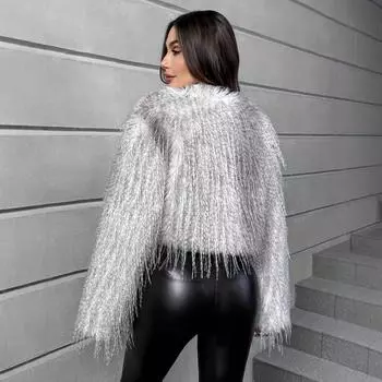 2024 осень и зима новый женский кардиган куртка Mao Mao короткий искусственный мех лисы искусственное пальто S