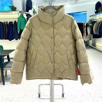 2024 осень и зима новый зимний пуховик Xiaoxiangfeng короткий стоячий воротник верхняя часть корейской версии женский белый утиный пуховик прилив M чёрный