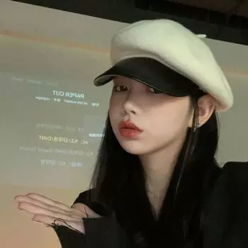 2024 осень и зима шерстяной берет детский универсальный Интернет знаменитость кепка ретро британский художник шляпа прилив показывает маленькое лицо M56-58cm