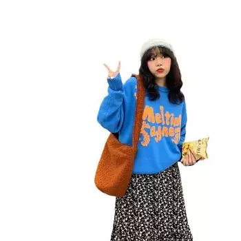 2024 осень и зима сумка Mao Mao большая вместительная сумка-ведро на плечо версия универсальная иностранная сумка-мессенджер из плюша женская