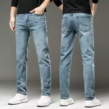 2024 Осень и зима Толстые новые высококачественные ретро джинсы мужские облегающие прямые модные универсальные повседневные брюки 28