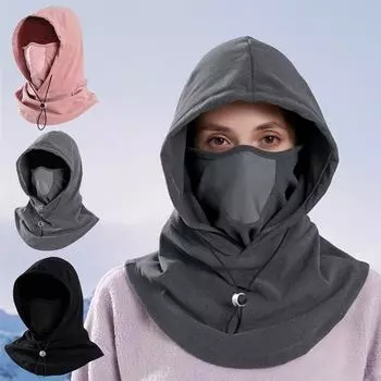 2024 осень и зима ветрозащитная шапка для езды на велосипеде теплый капюшон маска для лица шапка шарф цельная унисекс велосипедная шапка розовый