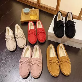 2024 осень и зима взрыв повседневная модная верхняя одежда на плоской подошве нескользящие бархатные теплые ленивые педальные туфли для женщин 35 красный