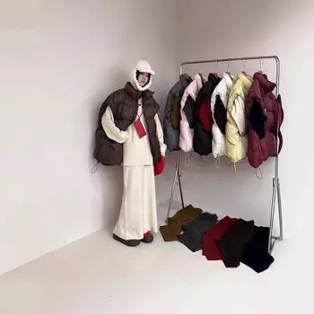 2024 осень и зима взрыв свободный утолщенный воротник-стойка 90 белый утиный пух куртка жилет женский повседневный универсальный жилет куртка S