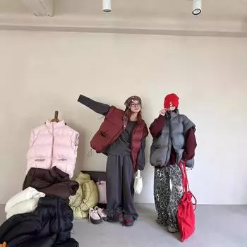 2024 осень и зима взрыв свободный утолщенный воротник-стойка 90 белый утиный пух куртка жилет женский повседневный универсальный жилет куртка S серый