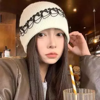 2024 осень и зима защитная шапка-мешок с бантом женская осень и зима 2024 новая защитная шапка из теплой шерсти M56-58cm белый