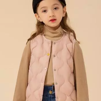 2024 осень легкий и тонкий детский пуховый жилет без воротника жилет для маленьких мальчиков и девочек жилет для детей среднего и старшего возраста подкладка 100cm чёрный