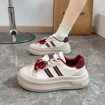 2024 осень маленькие белые туфли новая корейская версия ins студентки высокие платформы спортивная обувь для скейтбординга повседневная обувь прилив MXD11 35