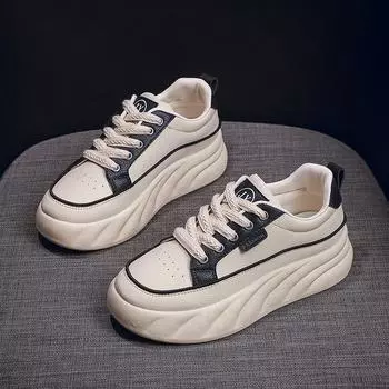 2024 осень маленькие белые туфли новая корейская версия женские студенческие туфли на платформе с увеличенным каблуком спортивная обувь повседневная обувь HB1393 35