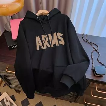 2024 осень Модные толстовки с капюшоном Женские с принтом в виде букв Карманные тонкие толстовки Спортивные толстовки для фитнеса Модные повседневные свободные унисекс черные пуловеры M светло-серый