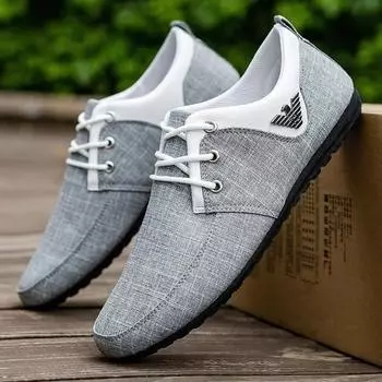 2024 Осень Мужская повседневная обувь Легкие мужские парусиновые туфли Металлические мужские туфли для вождения Брендовые кроссовки на шнуровке Мокасины Zapatillas Hombre 39 серый
