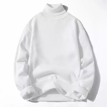 2024 Осень Мужской Водолазка Свитер На Флисовой Подкладке Джемпер Свитер Уютный Стильный Мужской Свитер Мужской Теплый Тонкий Вязаный Пуловеры M чёрный