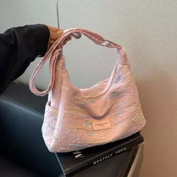 2024 Осень Новая Холщовая Сумка Большой Вместимости Дизайн Универсальная Сумка-мессенджер Женская Текстура Премиум Повседневная Сумка Для Езды На Пригородах чёрный