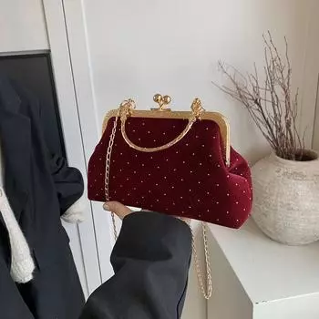 2024 осень новая персонализированная модная банкетная сумка женская простая иностранная сумка-цепочка на одно плечо через плечо чёрный