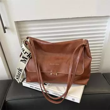 2024 осень новая ретро повседневная большая вместительная сумка-тоут с цепочкой под мышкой модная простая сумка на плечо для поездок на работу