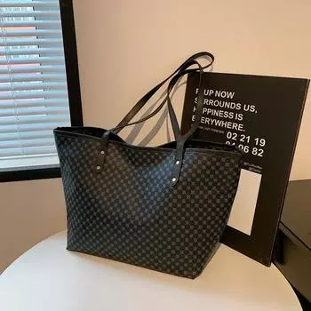 2024 осень новая ретро повседневная сумка простая большая вместительная сумка через плечо подмышкой модная иностранная сумка через плечо чёрный