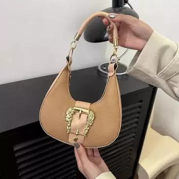 2024 осень новая сумка женская повседневная сумка в иностранном стиле в виде полумесяца модная корейская версия сумка через плечо ретро персонализированная сумка подмышкой белый