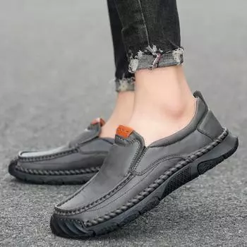 2024 осень, новинка, взрыв внешней торговли, повседневные туфли из натуральной кожи первого слоя, натуральная кожа, мягкая подошва, однопедальные туфли для папы 38 чёрный