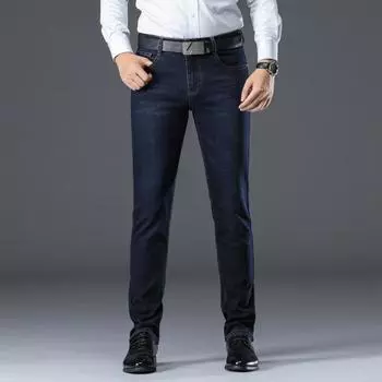 2024 Осень Новые джинсы Мужские прямые свободные повседневные брюки Мужские брюки с высокой талией Бизнес 40 синий