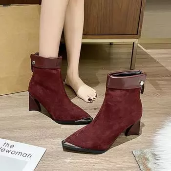 2024 Осень Новые Модные Ботильоны Разноцветные Ботильоны На Шнуровке Для Женщин Европа Америка Острый Носок Высокий Каблук Туфли Большого Размера 45 46 47 34 чёрный