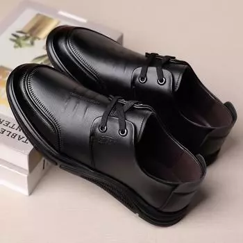 2024 осень новые мужские деловые кожаные туфли на шнуровке мужские повседневные туфли с мягкой подошвой и мягким лицевым элементом для пап среднего возраста 7706 38