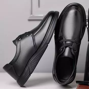 2024 осень новые мужские деловые повседневные кожаные туфли мужские мягкие кожаные туфли с круглым носком на шнуровке туфли из хлопковой кожи 7709 38