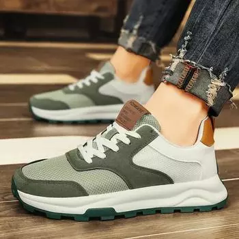 2024 Осень Новые мужские дышащие сетчатые удобные спортивные и развлекательные беговые туфли с толстой подошвой и противоскользящей подошвой Модные туфли 39 чёрный