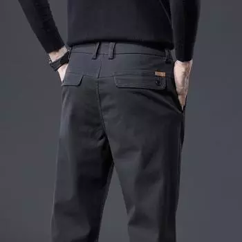 2024 Осень Новые мужские повседневные брюки из непромокаемой ткани, облегающие прямые брюки-трубы, универсальные деловые брюки высокого класса 28 темно-серого