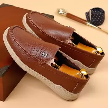 2024 осень новые мужские повседневные кожаные туфли мужские ручная работа онлайн мягкая подошва мягкая поверхность чехол для ног обувь Doudou 2338 38 коричневый