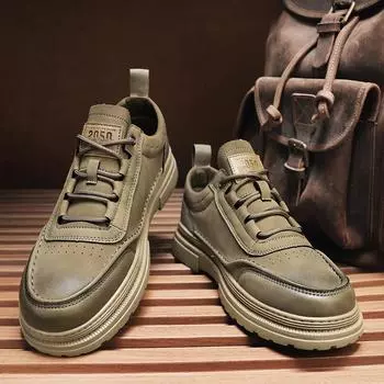 2024 Осень Новые мужские рабочие туфли Модные туфли на толстой подошве Уличные модные туфли Оксфорды Мужская повседневная обувь из натуральной кожи 39 коричневый
