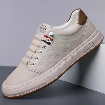 2024 осень новые мужские спортивные повседневные кожаные туфли мужские ручная работа онлайн универсальные туфли для серфинга белые туфли мужские 1916 38 белый