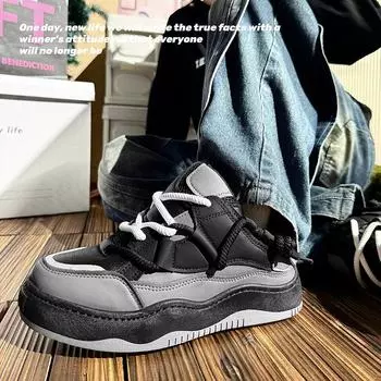 2024 осень новые мужские туфли корейская версия папья обувь мужская повседневная обувь спортивная обувь мужская обувь больших размеров студенческая обувь 39 чёрный