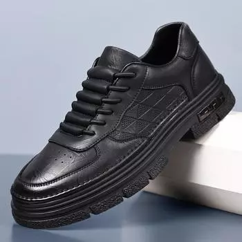 2024 осень новые мужские туфли на платформе с инструментами повседневные кожаные туфли мужские туфли ручной работы онлайн ретро модные туфли рабочая страховка обувь 6666 38 чёрный