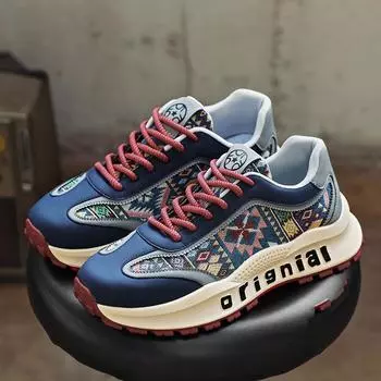 2024 осень новые мужские туфли прямая трансляция взрыв обувь Форрест Гамп мужская повседневная обувь дорожная обувь модная ткань одиночные туфли мужские 39 синий