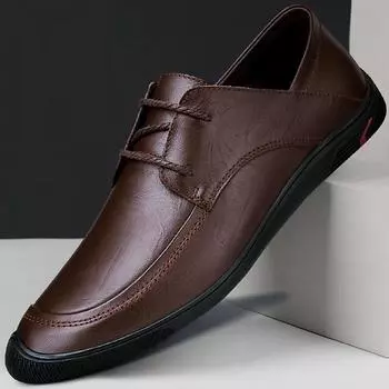 2024 Осень Новые Роскошные Брендовые Черные Кожаные Мужские Повседневные Туфли Модные Мужские Лоферы Мокасины Дышащие Слипоны Для Вождения 38 коричневый