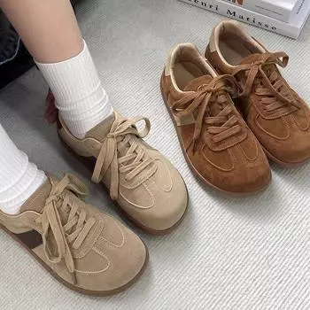 2024 осень новые туфли mango head Dexun женские повседневные туфли в стиле ретро Maillard плоские женские туфли с широким носком 35 хаки