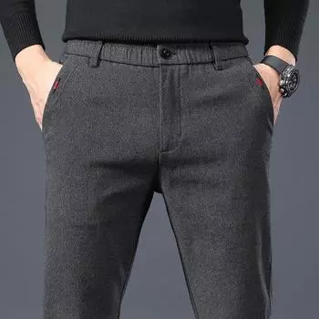 2024 Осень Новые Универсальные Деловые Свободные Прямые Дышащие Устойчивые К Морщинам Повседневные Брюки Для Мужчин 28 чёрный