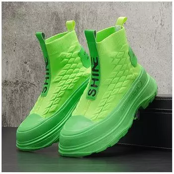 2024 Осень Новые высокие зеленые мужские кроссовки носки обувь массивные мужские туфли повышают моду повседневные большие размеры Zapatillas 38