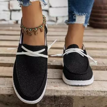 2024 Осень Новые Женские холщовые дышащие модные вулканизированные спортивные туфли женские повседневные плоские легкие прогулочные туфли 36 чёрный