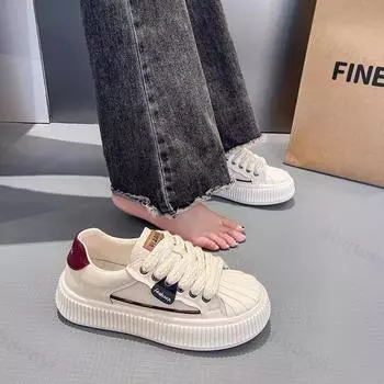 2024 Осень Новые Женские Кроссовки С Круглым Носком На Толстой Подошве Повседневные Ретро Теннисные Женские Вулканизированные Воздухопроницаемые Кроссовки Zapatillas Mujer 35 красный