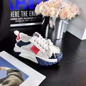 2024 Осень Новые женские туфли Толстая подошва с приподнятыми кисточками Универсальные повседневные спортивные нескользящие туфли для папы Корейская версия Повседневная обувь 35 красный