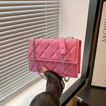 2024 осень новый французский нишевый дизайн цепочка маленькая квадратная сумка модная макарон модная сумка через плечо чёрный