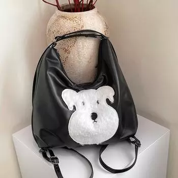 2024 осень новый модный повседневный женский рюкзак большой емкости для поездок на работу модная простая сумка через плечо подмышкой чёрный