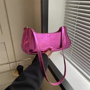 2024 осень новый нишевый дизайн модная маленькая квадратная сумка подмышкой персонализированная портативная сумка через плечо с рисунком крокодила сумка из лакированной кожи белый